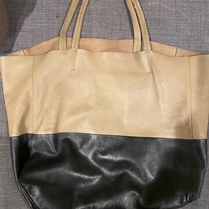Celine vertical bi color cabas tote bag